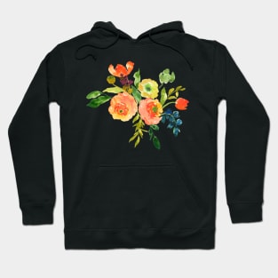 Floral Watercolor, Orange / Peach Renunculus Hoodie